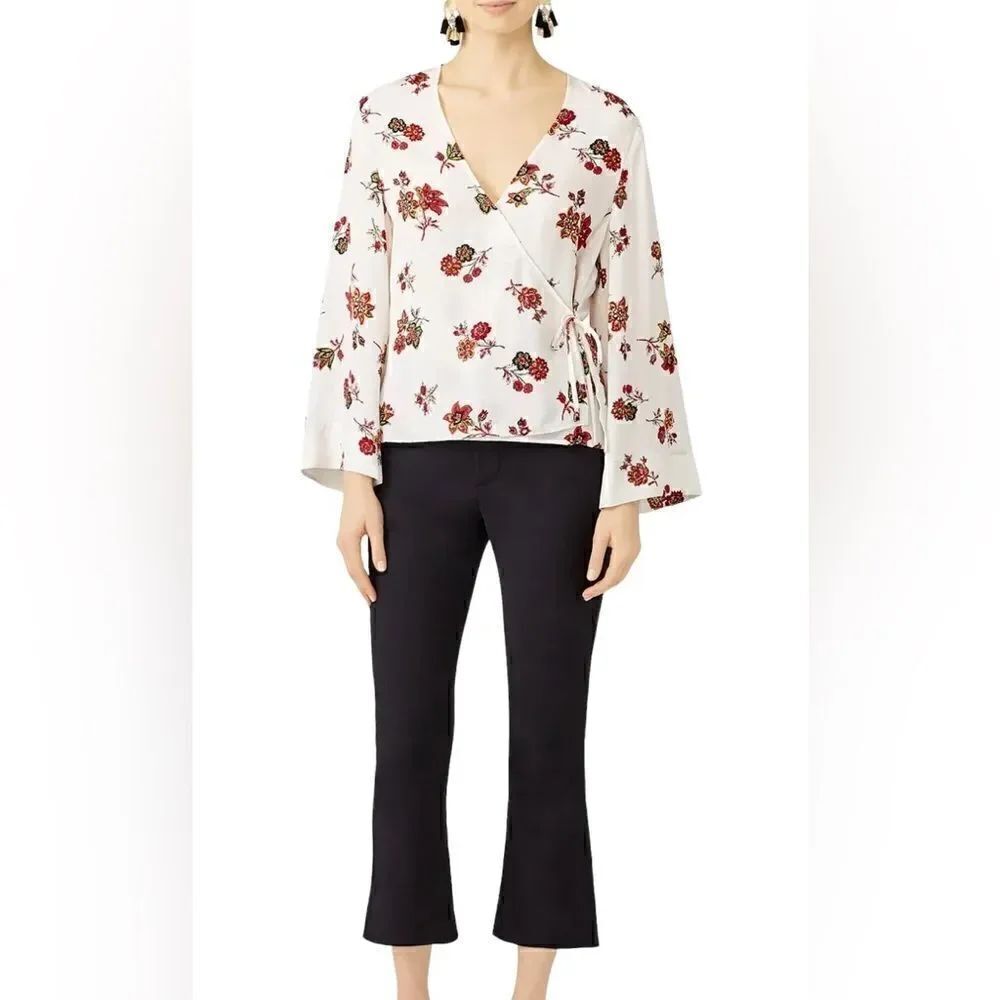 A.L.C. Floral Ray Wrap Top Blouse Size 6